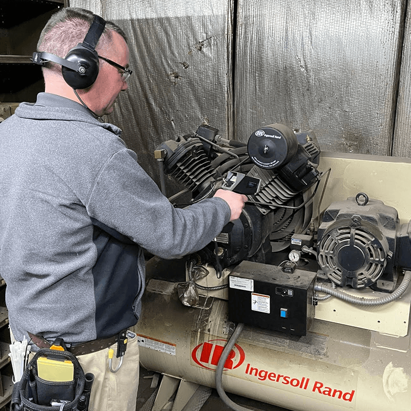 Link, IWRC staff performs compressed air leak detection