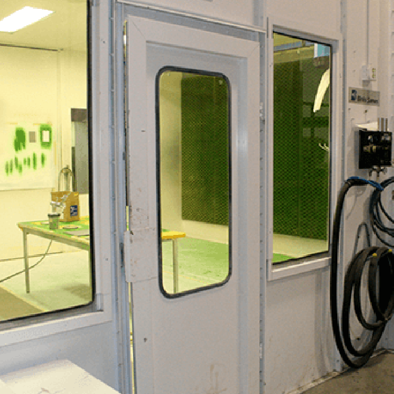 Both spray booths at the facility have windows to observe painters