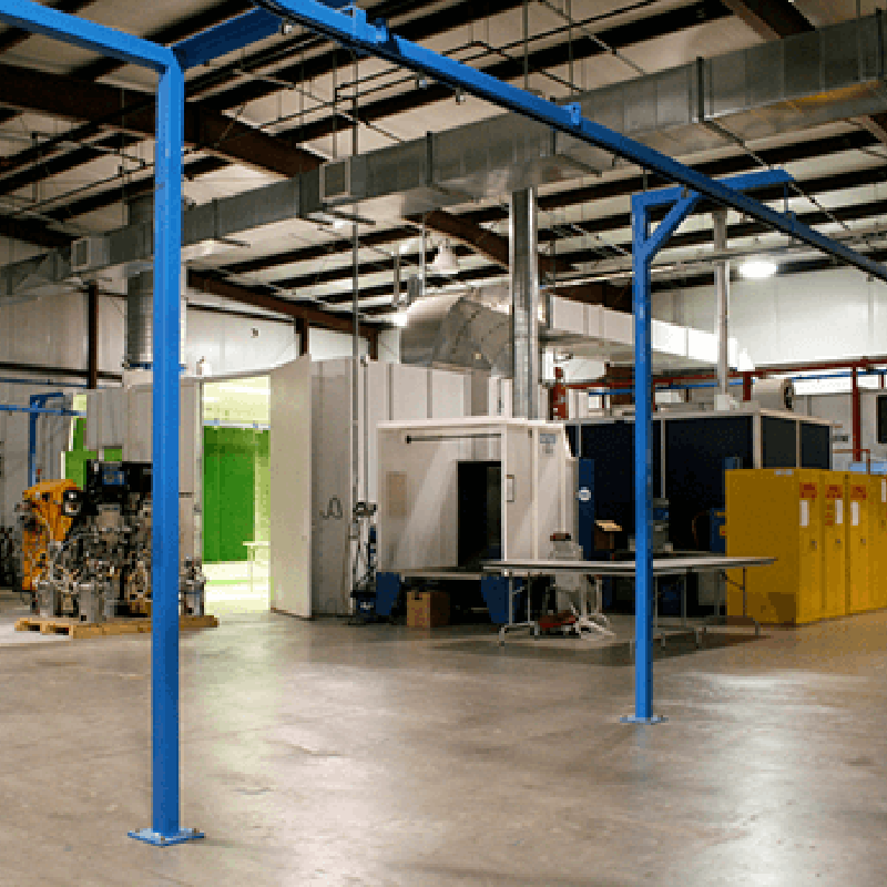 Ground level of spray and powder booth