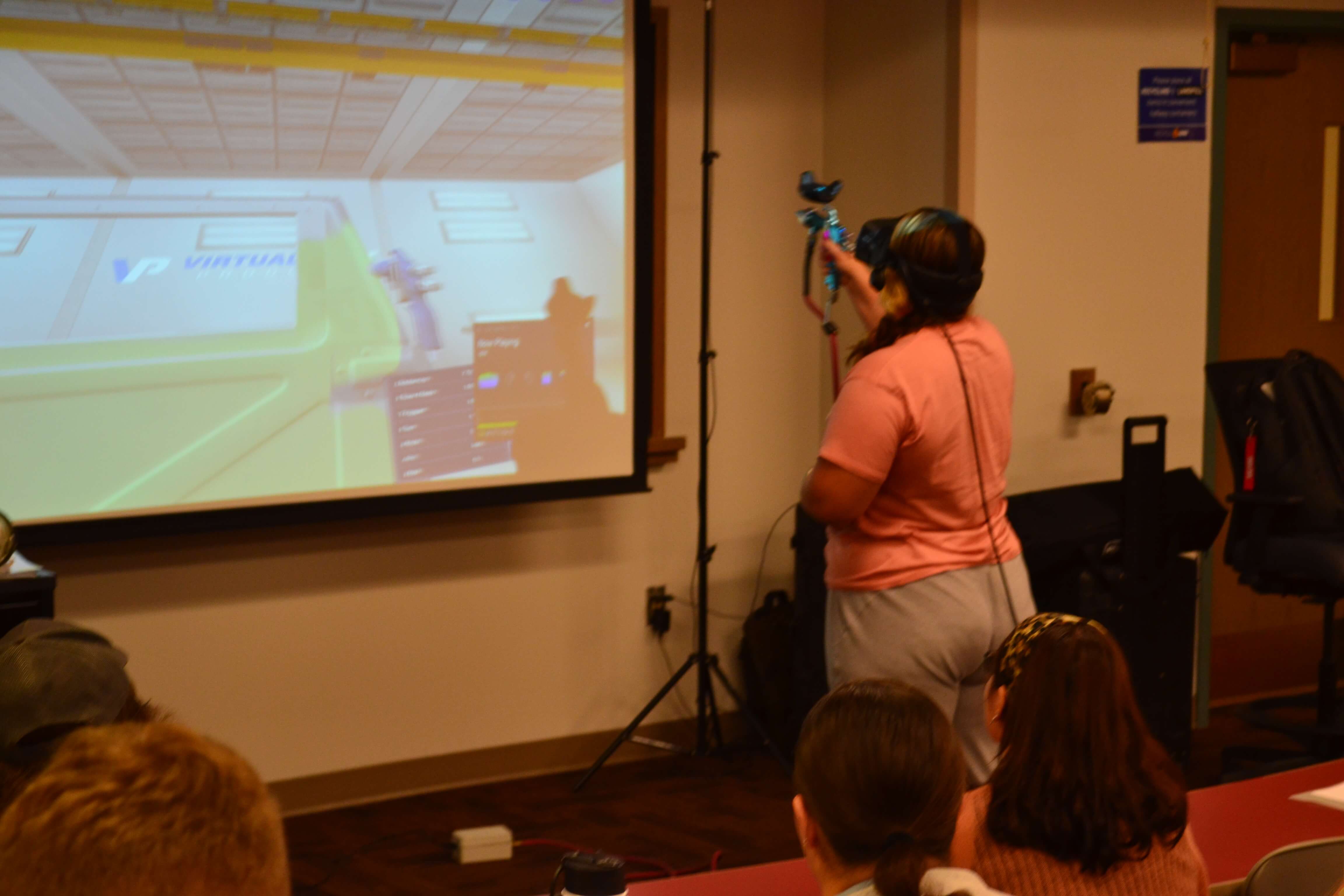 Female College Student using the Virtual Realty Painting system