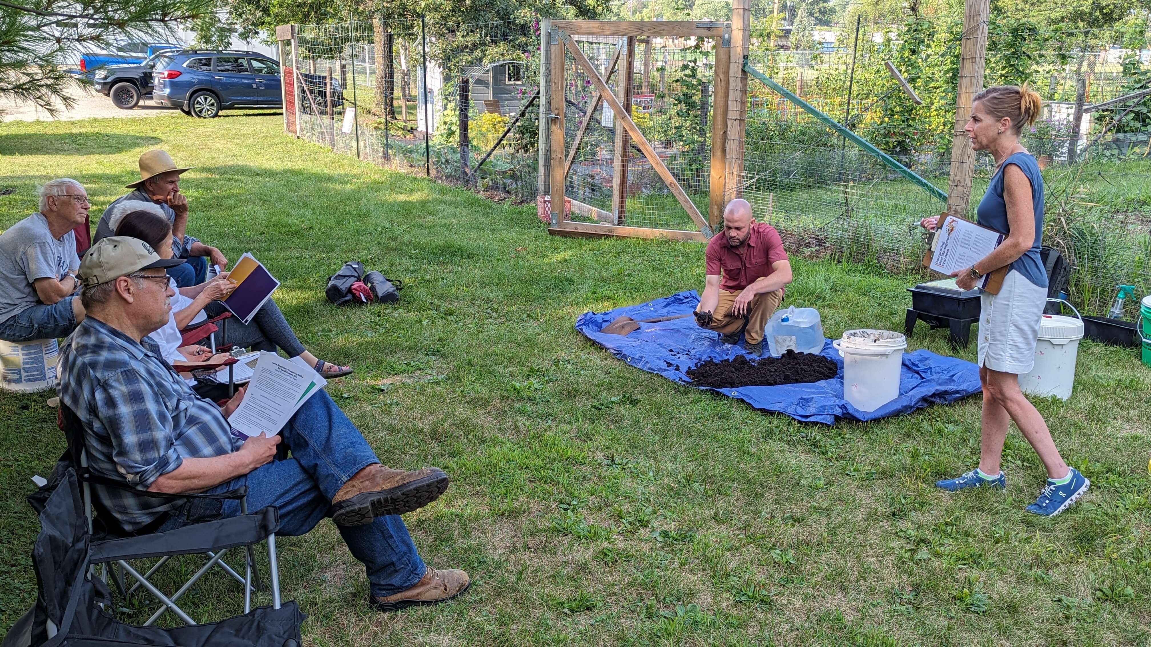 IWRC Environmental Specialist Jason Clay and Program Manager Jenny Trent lead a hands-on workshop in small compost site manamgement