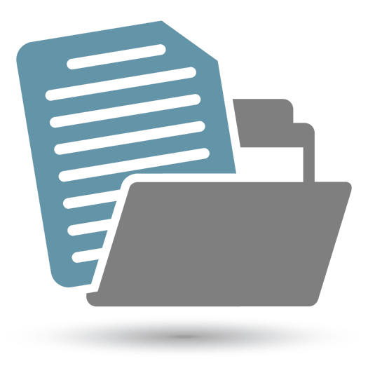 Open file folder with document inserted