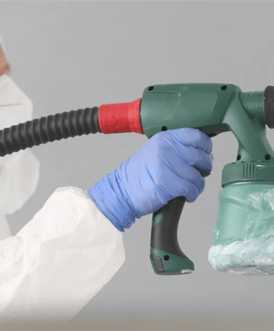 Close up view of auto booth painter.