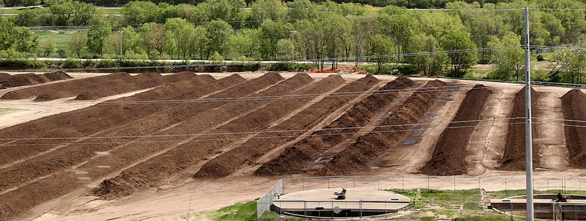 Composting windrows - photo credit Cedar Rapids/Linn County SWA Compost Site